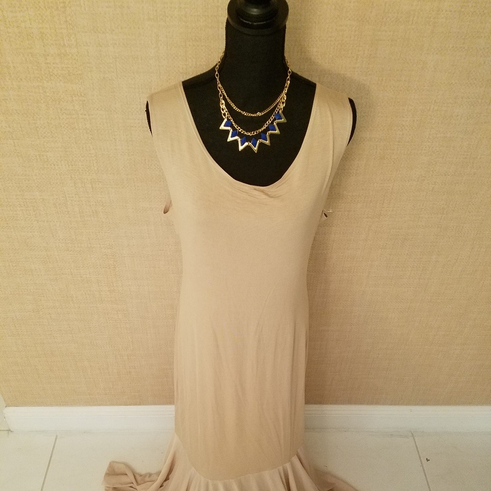 Sexy Plus Tulle Mermaid Maxi Dress Size 3x Tan